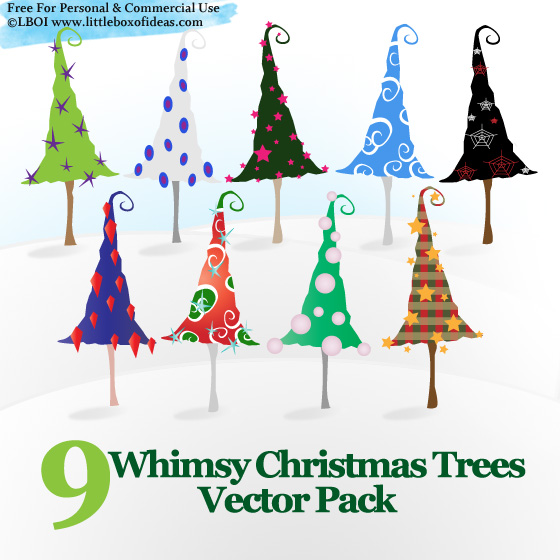 free vector Free Whimsy Christmas Trees Vectors